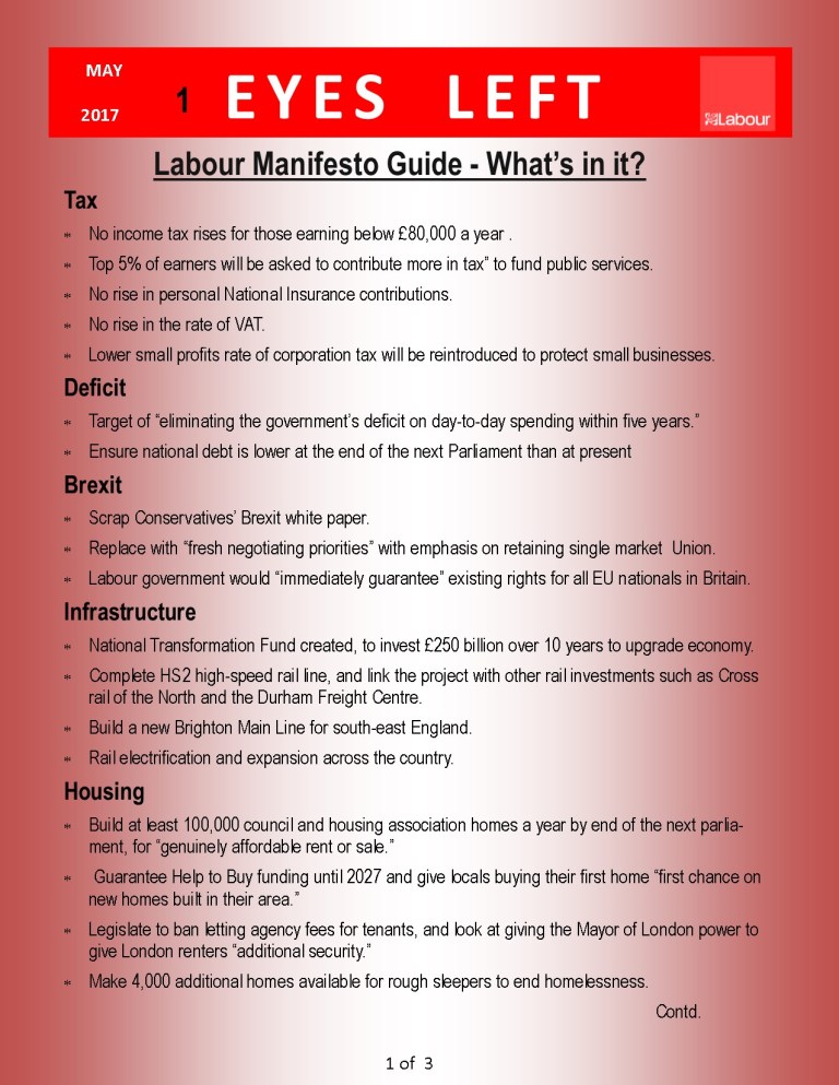 A guide to Labours Manifesto – The Collective & Labour- Eyes – Left ...
